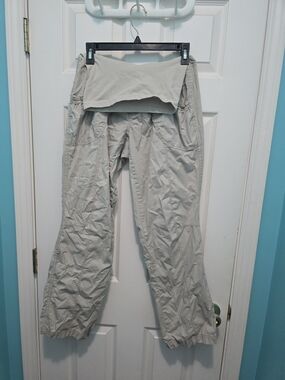 Two Hearts Maternity Light Beige Wide-Leg Fold Up Pants